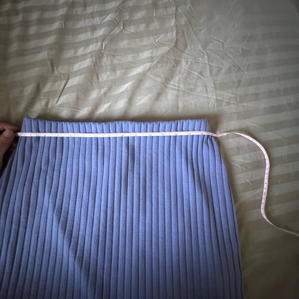 Heathery Pleated Ribbed Maxi Skirt - Blue - Picture 7 of 10